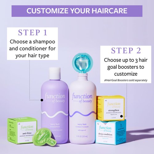 Function of Beauty Wavy Hair Shampoo Base, 22 oz - Sulfate Free Shampoo Formulated with Fermented Rice Water to Strengthen and Promote Elasticity