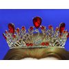 Ruby Red Princess Gold Rhinestone Crystal Swan Wedding Prom Costume Tiara Crown CT51