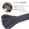 GeGeDa Paracord 9 Core 550 Parachute Cord Camping Rope 100FT (Black Red, 100feet)