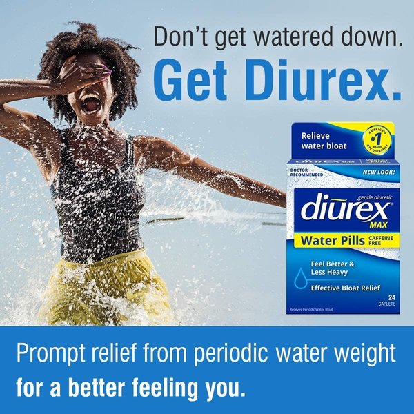 Diurex Max Water Caplets Caffeine Free - 24 Caplets, Pack of 3