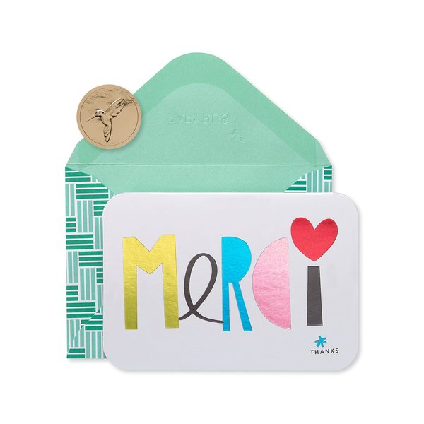 Papyrus Thank You Cards with Envelopes, Merci (14-Count)