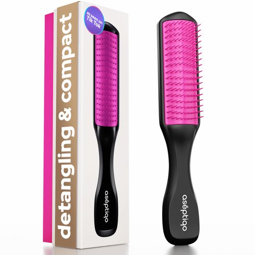 Aséptiqo Brush - Detangling Hair Brush, Compact & Easy to Clean HairBrush for Women, Men, Kids - Ideal for Straight to Wavy Hair, Wet or Dry, Heat Resistant Hair Brush, Cepillo de Pelo