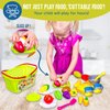 FUNERICA Kids Play Food Sets for Kids Kitchen - Cutting Play Vegetables and Fruits with Grocery Shopping Basket, Mini Cooking Top, Pot, Dishes, and Utensils