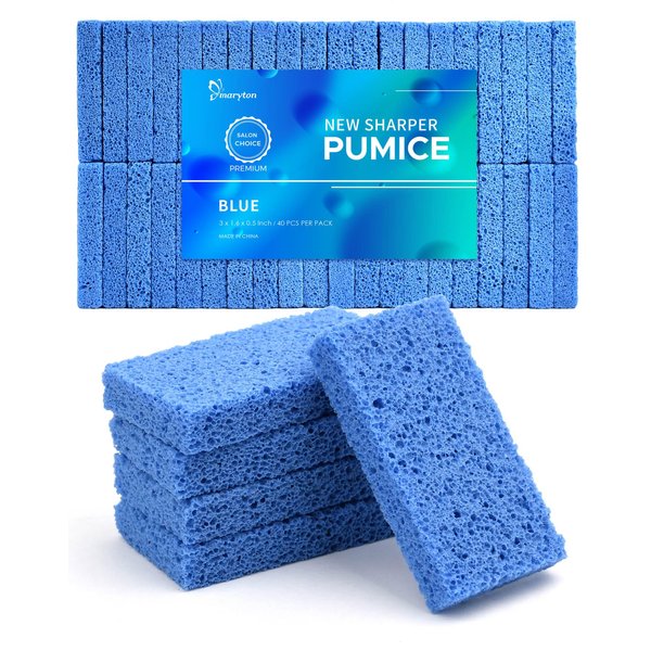 Maryton New Sharper Pumice, Professional Pedicure Tools Foot Scrubber Salon Disposable Pumice Stone Callus Remover for Feet, 40Pcs (Blue)