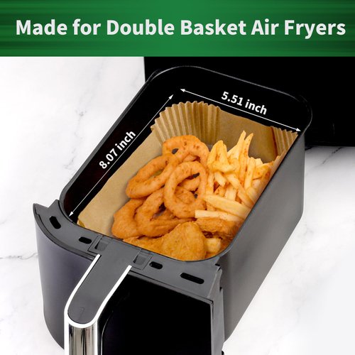SIUDANGKA Air Fryer Liners Disposable, 100 pcs Rectangle Air Fryer Parchment Paper Sheets Air Fryer Accessories for Ninja DZ071 Air Fryer 2 Basket Air Fryer Instant Vortex Air Fryer