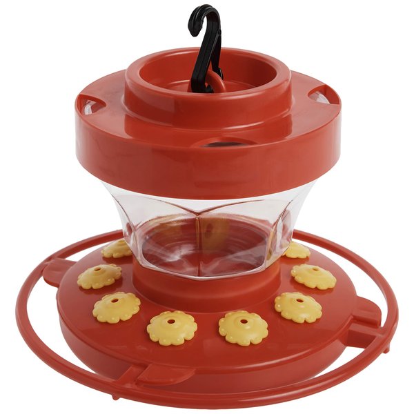 First Nature 993091-546 16 oz. Hummingbird Flower Feeder , Red