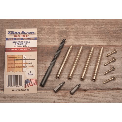 ZZem Screw 4-pk - #9x3"-Permanent Door Hinge Repair Kit - Easy Stripped Screw Hole Repair - Reinforce Door Hinges, Strike Plates and Door Jamb Repair - Repair Stripped Hinge Screws in Minutes!