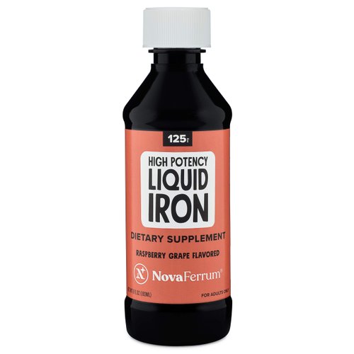 NovaFerrum Wow | 125 High Potency Liquid Iron Supplement | Liquid Iron for Adults | Iron Deficiency | 125mg of Iron Per 5mL Dose | Vegan Verified | Gluten Free Certified | Sugar Free
