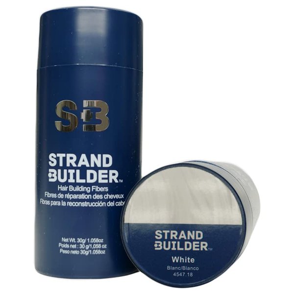 Strand Builder Hair Fibers for Thinning Hair and Hair Loss, Natural Keratin Hair Building Fibers, Undetectable Hair Thickener for Men or Women, 30g/1.06oz (White)