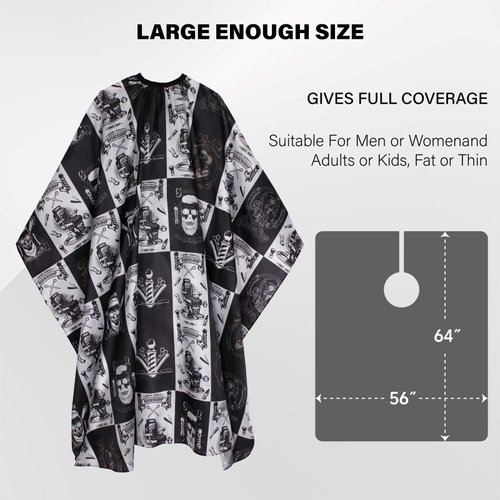 Waterproof Hair Cutting Cape Barber Cape Haircut Cape with Adjustable Snap Closure Hair Cape for Haircuts Salon Cape for Hairstylist Barber Accessories Barber Tools (64" x 56")