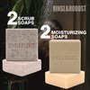 Rinse & Robust Mens Bar Soap 4Pcs Natural Soap Bar Set Cleansing Bar Moisturizing&Exfoliating Scrub Soap Gift Set Travelling for Men FACE BODY HAND BEARD WASH 4 In 1 All Skin Type |5.3 oz of 4 Bars