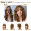 SEGO Hair Toppers for Women Real Human Hair With Bangs 7 * 13CM Silk Base 100% Remy Human Hair Clip in Top Wiglet Hair Pieces for Thinning Hair -18 Inch Light Brown
