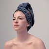 NOLÉ Ultra-Soft Blue Microfiber Hair Towel Wrap - Quick-Dry Hair Turban Towel for Women, Absorbent Hair Drying Towel for Long Hair, Frizz-Reducing Hair Wrap, Small