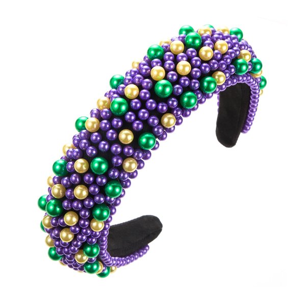 Mardi Gras Headband for Wome, Glitter Mardi Gras Hairband Hair Accessories Festival Holiday Padded Hairband Carnival Party Hair Accessory Gift
