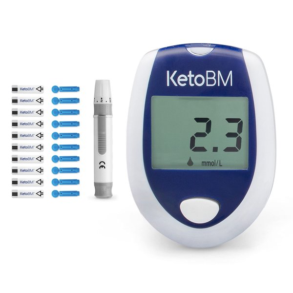 KetoBM Blood Ketone Meter Kit for Keto Diet Testing - Complete Ketone Test Kit with Ketone Monitor, Keto Strips, Lancing Device & Lancets