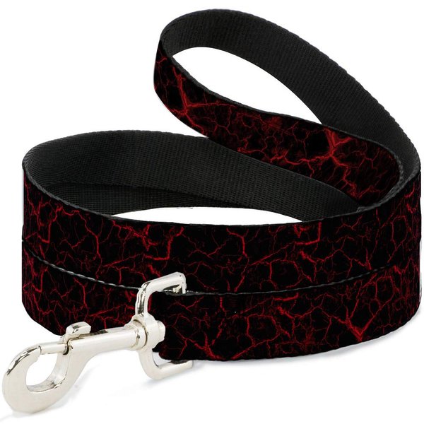 Buckle-Down Pet Leash - Marble Black/Red - 4 Feet Long - 1.5" Wide