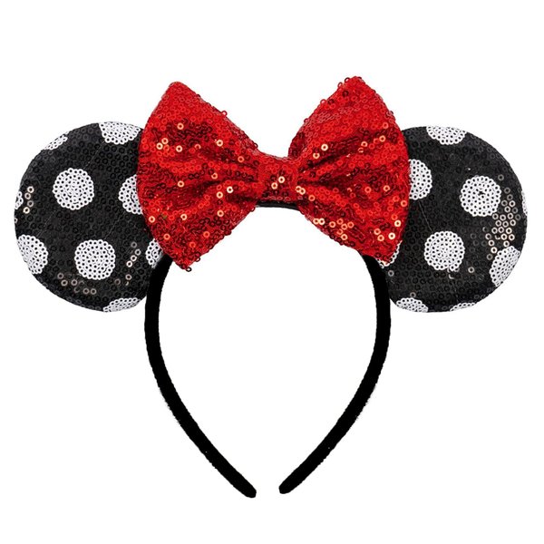 ASAHEL Mouse Ears Headbands Fashion Shiny Bows Mice Ears Birthday Parties Themed Events, Red 1