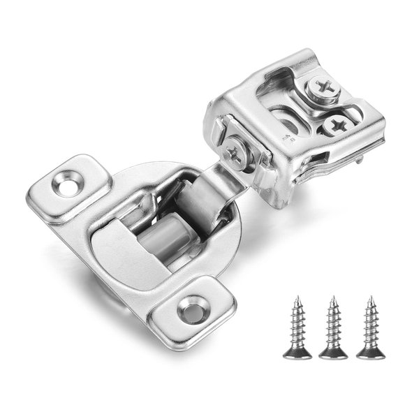 Vallecloud (4 Pack) 1 Inch Overlay Soft Close Cabinet Hinges, Kitchen Concealed Hinges for Face Frame Door, European Hinges with Brushed Nickel