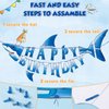 WERNNSAI Shark Happy Birthday Banner - Shark Party Decorations for Kids Boys Pre-strung Shark Birthday Banner Ocean Theme Party Supplies Beach Under The Sea Theme Party Hanging Wall Decor