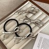 TUCEWP 4Pcs Silver Hair Bows for Women Girls Acrylic Bow Hair Clips for Long Thick Hair Cute Bow Hair Ties Solid Ponytail Holder Nonslip Ribbon Bowknot Alligator Hair Clips Y2k Hair Accessories