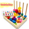 Montessori Toys for 2 3 4 5 Year Old Toddler, Wooden Beads Sequencing Toy Set, Lacing Beads & Stacking Block & Matching Shape Stacker, STEM Preschool Learning Montessori Toys Gifts for Kids Boy Girl
