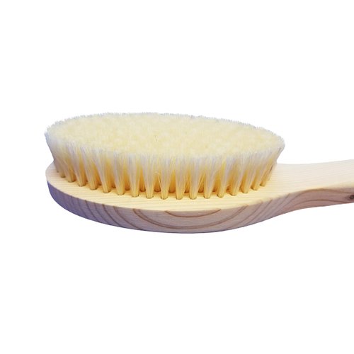 Japanese Body Brush for Bath or Dry Brushing, Exfoliation, Cellulite Treatment, Short Handle, Medium Soft