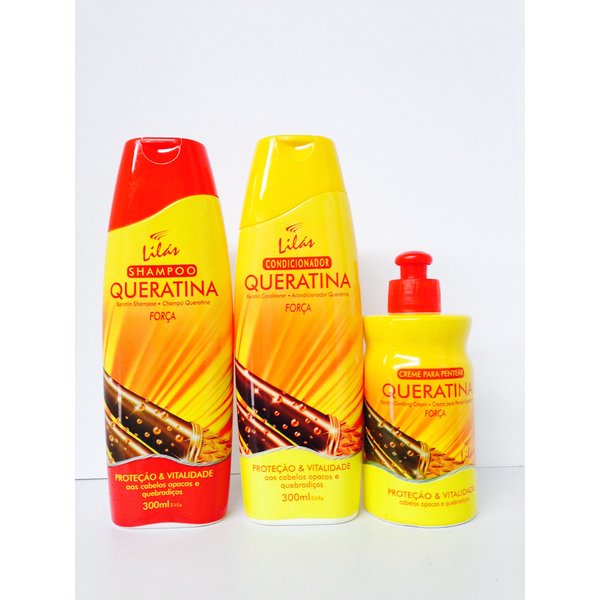 Lilas Keratin Shampoo 10.14 Oz, Keratin Conditioner 10.14 Oz and Keratin Combing Cream 10.14 Oz