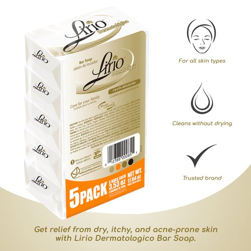 Lirio Derma Bar Soap, Dermatologico Body Soap, 3.5 Ounce, Pack of 5
