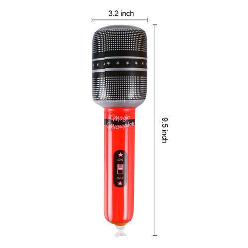 JOLLYSTYLE 24 PCS Inflatable Microphones Singing Party Decoration Blow up Microphone Toy Inflatable Microphone for 80s 90s Party Decorations - 80s 90s Party Favors Decorations Supplies Plastic Prop