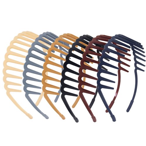 Yeshan Zig Zag Shark Teeth Headbands for Girls Women Plastic Hair Comb Headbands Wave shape Elastic Headbands for Thick Hair,Pack of 6