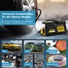 12V DC Portable Tire Inflator with Auto Shut-Off, LED Light, Carrying Case - For Car, Motorcycle, Bicycle Tires