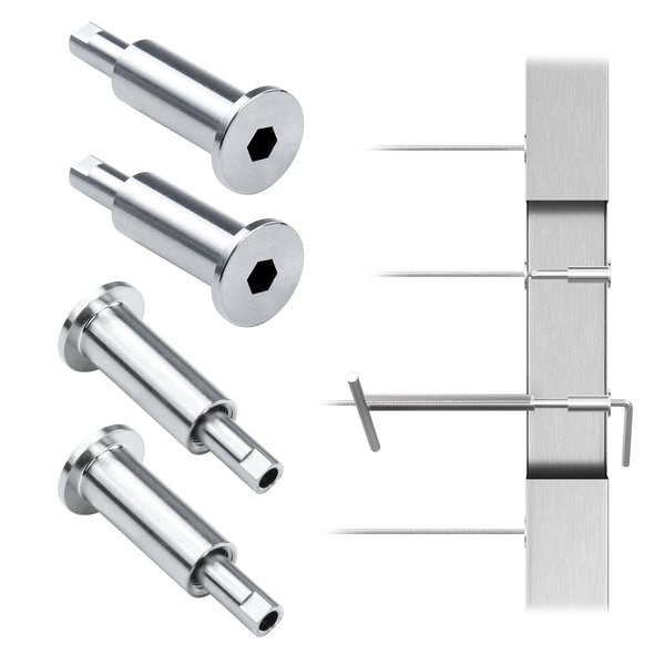 [Patent] Muzata 40Pack Invisible Cable Railing Kit for 1/8" Wire Rope Upgraded Hand Swage Tensioner T316 Stainless Steel Cable Railing Hardware Compeletly Hidden for 2"x2" Metal Deck Post CB40