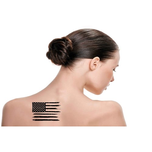 Tattoonova usa Six sheets Temporary Tattoos for Men and Women American Distressed Flag Usa Grunge Patriotic Symbol Silhouette Stoke Fake Tattoo Kits Sets For Neck Arm Hands Leg