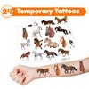 36PCS Horse Party Favors 24 Tattoos Sticker 12 Stamp Set - Ideal Horse Racing Painting Themed Birthday Decor Supplies Goodie Bag, Classroom Gifts, Cute Rewards for Girls, Baby Shower Prizes