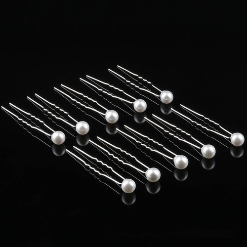 KINGMAS 50 Pack Wedding Pearl Hair Pins, Bridal Hair Pins U Shape Hair Accessories Barrette for Bride Bridesmaid Women Girls (White)
