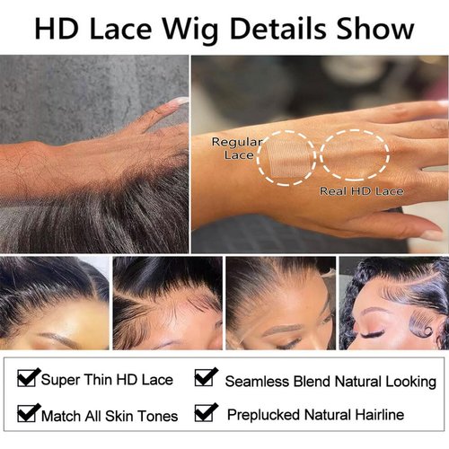 AUOCATTAIL Body Wave Frontal Wigs Lace Front Wigs Human Hair Wet and Wavy Lace Front Wigs 180% Density Pre Plucked HD Transparent Lace Wigs Natural Color 30 Inch