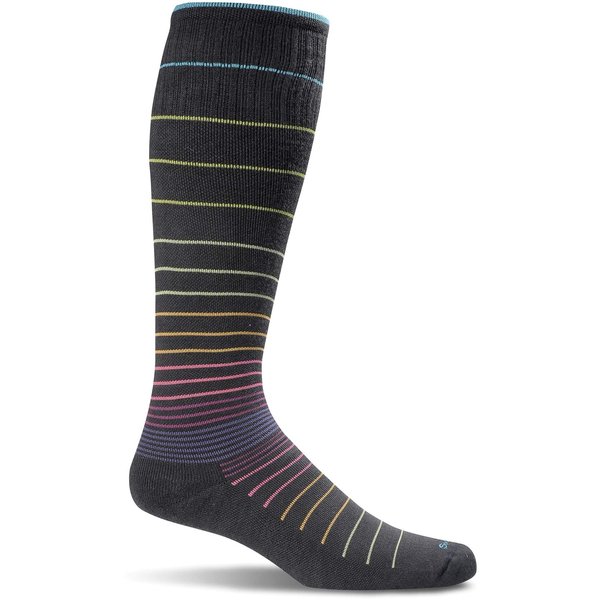 Sockwell Women's Circulator Moderate Graduated Compression Sock, Black Stripe - S/M
