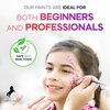 ADIS&Guys Face Painting Kit - 12 Professional Split Cake Face Paint Colors with 3 Brushes & 5 Reusable Stencils, Water-Activated Face Paint for Kids & Professional Use, Rainbow Face Paint Palette.