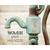 LISA RUSSO FINE ART - Bathroom Wall Art - Wash Your Hands 11x14” Unframed Print for Children’s Bath Wall Decor - Teal, Aqua, Beige - Fun Bathroom Quote for Kids
