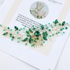 inSowni 7 Pieces Vintage Party Prom Wedding Bridal Emerald Green Beads Crystal Hair Side Combs+Rhinestone U-shaped Hair Pins Headpieces for Brides Bridesmaids Women Girls