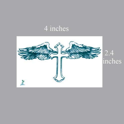 Yeeech Temporary Tattoos for Kids Cross Wings Halloween Neck Makeup Waterproof Small (4 Sheets)