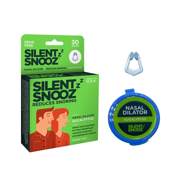 Silent Snooz Nasal Dilator Anti-Snore Device - Reusable Eucalyptus Scented Nose Vent Designed to Stop Snoring (30 Uses)