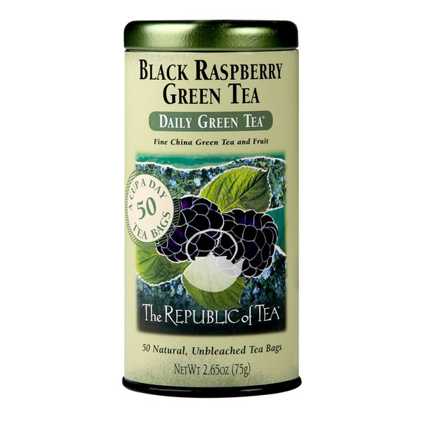 The Republic of Tea - Black Raspberry Green Tea, 50 Tea Bags, Tin | Flavored Berry Tea | Caffeinated