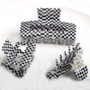 Checkered Hair Claw Clips,Pack of 3,Vintage Black/White Checkered Claw Clips Cellulose Acetate Banana Clips,Nonslip Hair Clamp for Women Girls (Black/White)