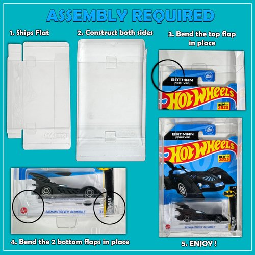 MALKO Hot Wheels & Matchbox Protector Display Case for Carded Mainline Diecast Cars - 10 Pack | Assembly Required