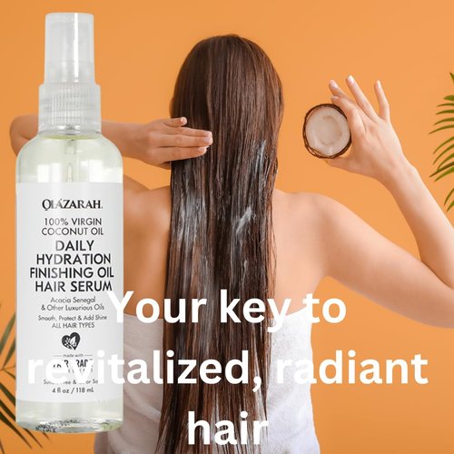 OLAZARAH Coconut Oil Daily Hydration Hair Serum - Nourish, Repair, and Shine | Lightweight, Non-Greasy Formula | Natural Hair Care Treatment, (Lot of 2)