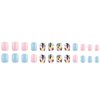 24 Pcs Short Square Press on Nails Colorful RIICFDD Fake Nails Summer Beach Style False Nails with Coconut Palm Designs Artificial Glossy Acrylic Nail Full Cover Glue on Nails for Women Girls