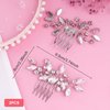 OIIKI 2PCS Silver Rhinestone Hair Combs, Clear Rhinestones Metal Bridal Hair Comb, Wedding Crystal Hair Accessories for Women, Girls, Brides for Christmas, Parties, Prom, Dance