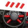Jimen Compatible with Jeep Wrangler JK JKU 2007-2010, 4PCS Car Steering Wheel Overlay Cover Interior Trim Accessories (Red)