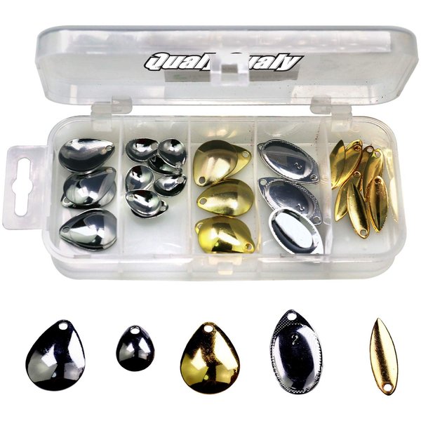 QualyQualy Fishing Lure Spinner Blades Colorado & Willow Blades Fishing Tail Spinner Blades for Lure Making S 50pcs